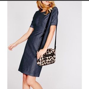 Boden Westbourne Blue Denim Empire Waist Short Sleeved Sheath Dress